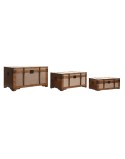 Set di Bauli Home ESPRIT Marrone Beige Poliestere Legno 80 x 49 x 45 cm (3 Unità)