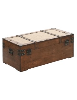 Set di Bauli Home ESPRIT Marrone Beige Poliestere Legno 80 x 49 x 45 cm (3 Unità)