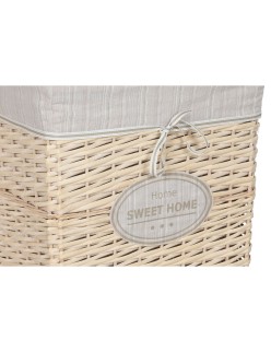 Cesto per i Panni Sporchi Home ESPRIT Crema vimini Shabby Chic 47 x 36 x 55 cm 5 Pezzi