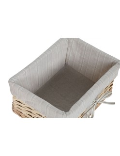 Cesto per i Panni Sporchi Home ESPRIT Crema vimini Shabby Chic 47 x 36 x 55 cm 5 Pezzi