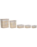 Cesto per i Panni Sporchi Home ESPRIT Crema vimini Shabby Chic 47 x 36 x 55 cm 5 Pezzi