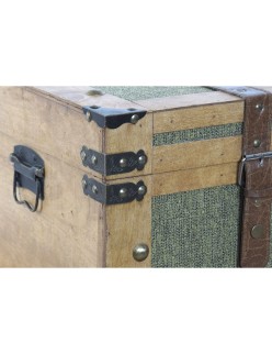 Set di Bauli Home ESPRIT Verde Legno Tela Tropicale 81 x 50 x 45 cm (3 Unità)