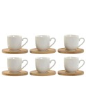 Conjunto de Chávenas de Café Home ESPRIT Branco Bambu Porcelana 90 ml