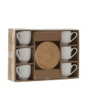 Juego de Tazas de Café Home ESPRIT Blanco Bambú Porcelana 90 ml