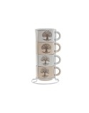 Conjunto de Chávenas de Café Home ESPRIT Branco Bege Metal Grés 150 ml