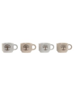 Conjunto de Chávenas de Café Home ESPRIT Branco Bege Metal Grés 150 ml