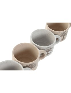 Conjunto de Chávenas de Café Home ESPRIT Branco Bege Metal Grés 150 ml