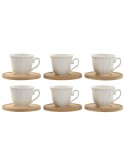Conjunto de Chávenas de Café Home ESPRIT Branco Bambu Porcelana 90 ml