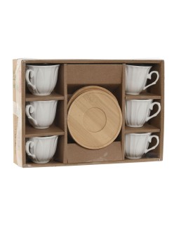 Set di Tazze da Caffè Home ESPRIT Bianco Bambù Porcellana 90 ml