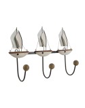 Bengaleiro de parede Home ESPRIT Branco Metal Madeira de paulónia Veleiros 39 x 10 x 26,5 cm