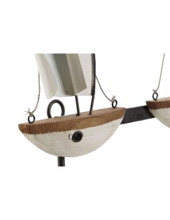 Bengaleiro de parede Home ESPRIT Branco Metal Madeira de paulónia Veleiros 39 x 10 x 26,5 cm