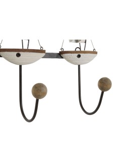 Bengaleiro de parede Home ESPRIT Branco Metal Madeira de paulónia Veleiros 39 x 10 x 26,5 cm