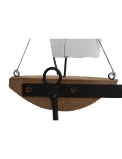 Bengaleiro de parede Home ESPRIT Branco Metal Madeira de paulónia Veleiros 39 x 10 x 26,5 cm