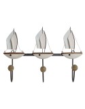 Bengaleiro de parede Home ESPRIT Branco Metal Madeira de paulónia Veleiros 39 x 10 x 26,5 cm