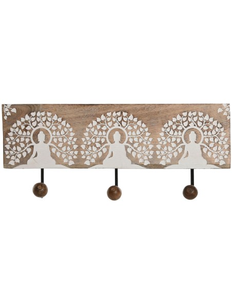 Perchero de Pared Home ESPRIT Blanco Negro Natural Metal Madera de mango Buda 38 x 5 x 16 cm Perchero de Pared Home ESPRIT Blanco Negro Natural Metal Madera de mango Buda 38 x 5 x 16 cm