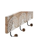 Wandgarderobe Home ESPRIT Weiß Schwarz natürlich Metall Mango-Holz Buddha 38 x 5 x 16 cm