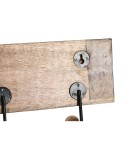 Wandgarderobe Home ESPRIT Weiß Schwarz natürlich Metall Mango-Holz Buddha 38 x 5 x 16 cm