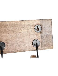 Bengaleiro de parede Home ESPRIT Branco Preto Natural Metal Madeira de mangueira Buda 38 x 5 x 16 cm