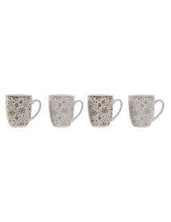 Conjunto de 4 Canecas Home ESPRIT Castanho Bege Bloemen 340 ml