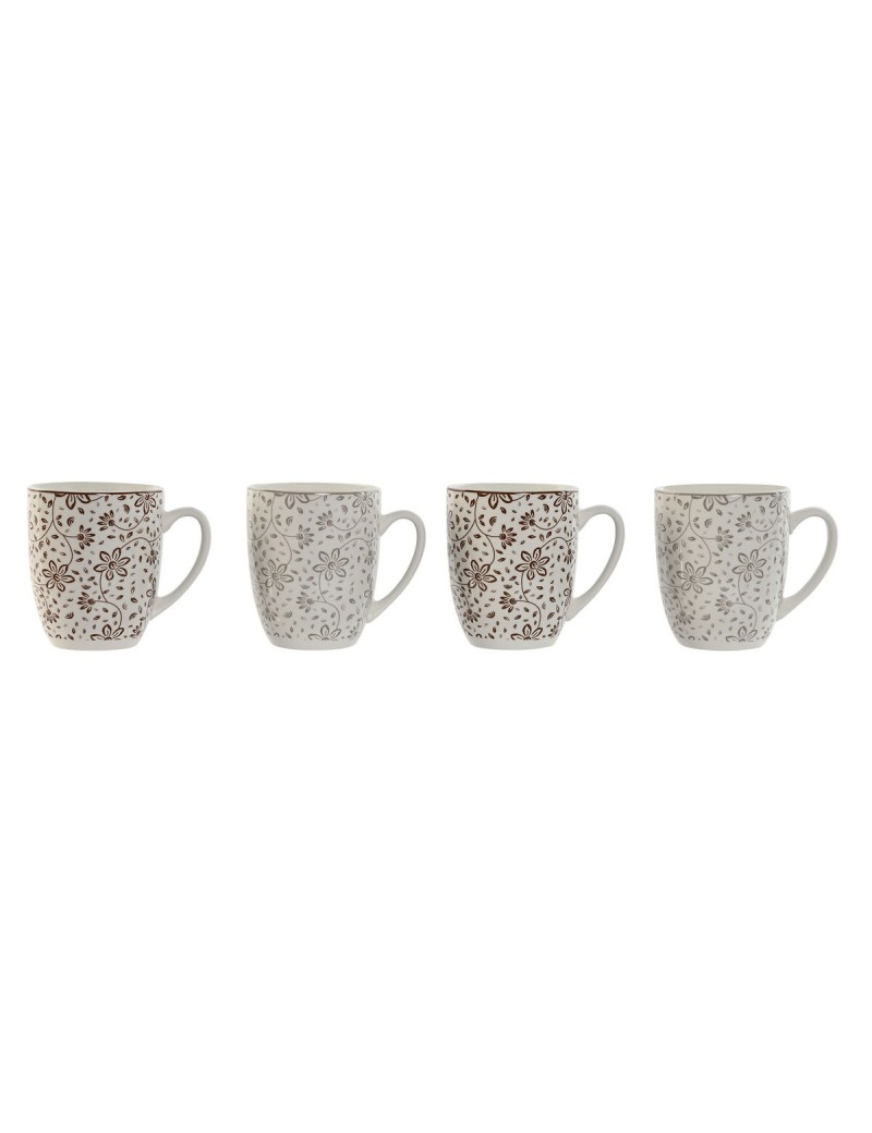 Ensemble de 4 mugs Home ESPRIT Marron Beige Fleurs 340 ml