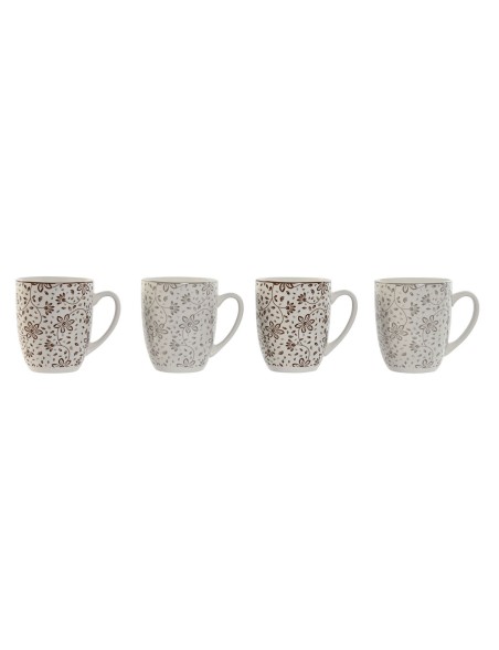 Ensemble de 4 mugs Home ESPRIT Marron Beige Fleurs 340 ml