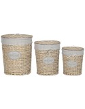 Cesto per i Panni Sporchi Home ESPRIT Crema vimini Shabby Chic 45 x 45 x 55 cm 3 Pezzi