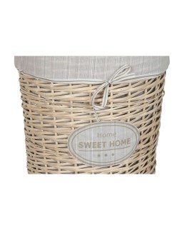 Cesto per i Panni Sporchi Home ESPRIT Crema vimini Shabby Chic 45 x 45 x 55 cm 3 Pezzi