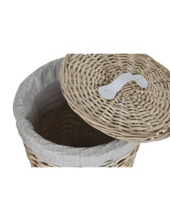 Cesto per i Panni Sporchi Home ESPRIT Crema vimini Shabby Chic 45 x 45 x 55 cm 3 Pezzi