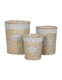 Cesto per i Panni Sporchi Home ESPRIT Crema vimini Shabby Chic 45 x 45 x 55 cm 3 Pezzi