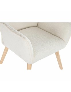 Butaca DKD Home Decor Natural Madera Poliéster Crema (65 x 75 x 96 cm)