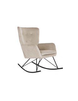 Sedia a Dondolo Home ESPRIT Nero Beige Poliestere Metallo 68 x 90 x 92 cm