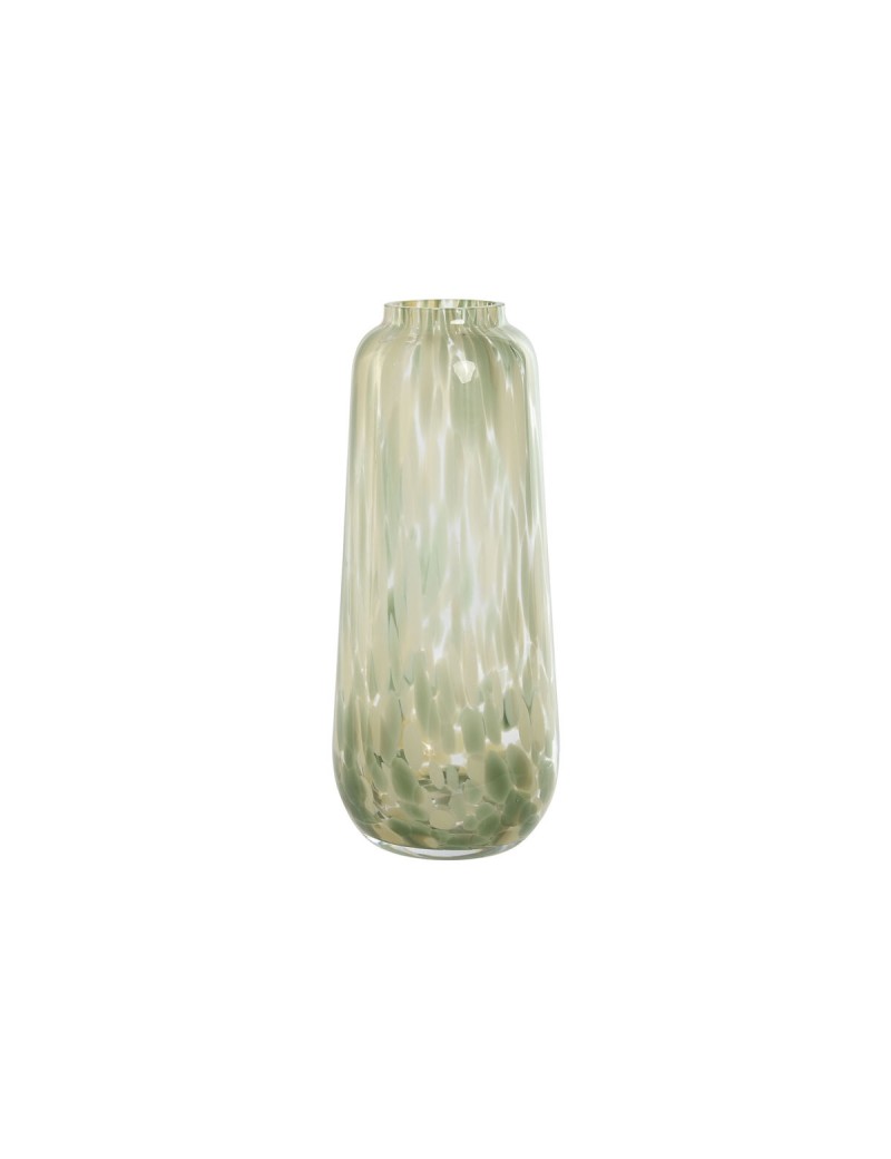Vaso Home ESPRIT Verde Crema Cristallo Moderno 12,5 x 12,5 x 30 cm