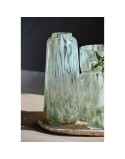 Vaso Home ESPRIT Verde Crema Cristallo Moderno 12,5 x 12,5 x 30 cm