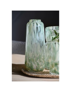 Vaso Home ESPRIT Verde Crema Cristallo Moderno 12,5 x 12,5 x 30 cm