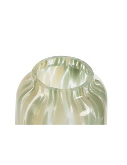 Vaso Home ESPRIT Verde Crema Cristallo Moderno 12,5 x 12,5 x 30 cm