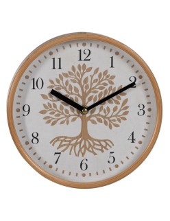 Wall Clock Tree White Natural Wood Crystal 22 x 22 x 4,5 cm