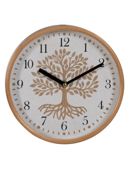 Wall Clock Tree White Natural Wood Crystal 22 x 22 x 4,5 cm