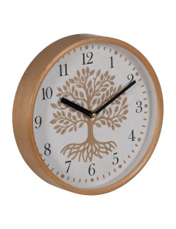 Wall Clock Tree White Natural Wood Crystal 22 x 22 x 4,5 cm