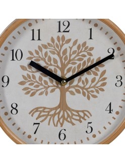 Wall Clock Tree White Natural Wood Crystal 22 x 22 x 4,5 cm
