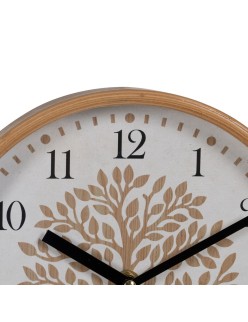 Wall Clock Tree White Natural Wood Crystal 22 x 22 x 4,5 cm