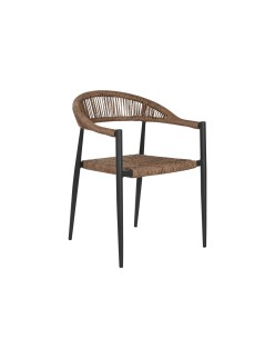 Chaise Home ESPRIT Marron Noir Aluminium Rotin 56 x 60 x 78 cm