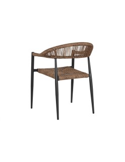 Stuhl Home ESPRIT Braun Schwarz Aluminium Rattan 56 x 60 x 78 cm