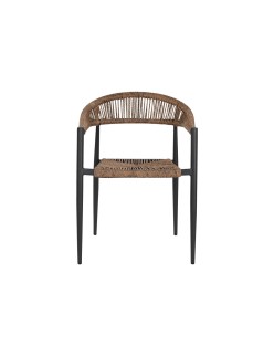 Stuhl Home ESPRIT Braun Schwarz Aluminium Rattan 56 x 60 x 78 cm