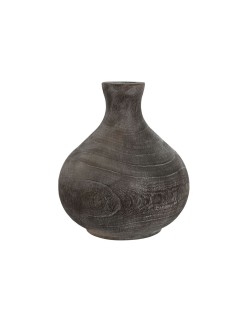Vase Home ESPRIT Gris foncé Bois de paulownia Colonial Finition vieillie 24 x 24 x 27 cm