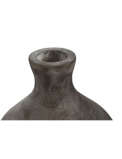 Vase Home ESPRIT Gris foncé Bois de paulownia Colonial Finition vieillie 24 x 24 x 27 cm