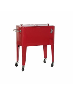 Fridge DKD Home Decor Red With wheels 74 x 43 x 80 cm Steel polypropylene 56 L (74 x 43 x 80 cm)