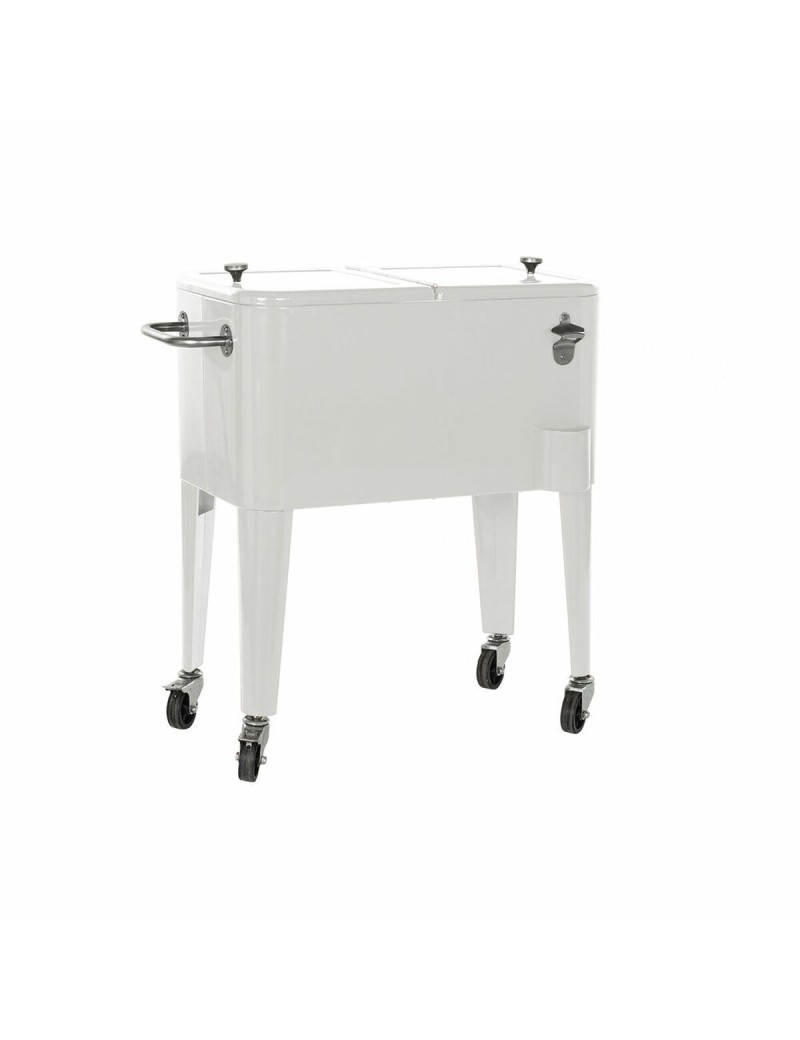 Portable Fridge DKD Home Decor White With wheels Steel PP (56 L) (74 x 43 x 80 cm)