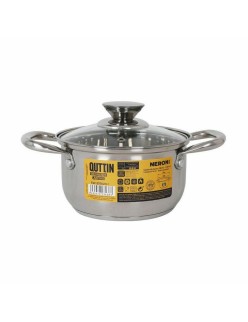 Casserole avec Couvercle en Verre Quttin New Neron Acier 26 x 18 x 10 cm (6 Unités)