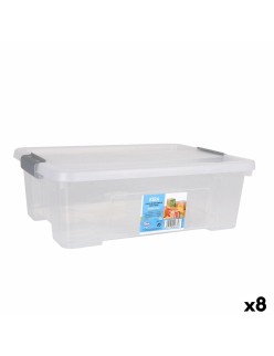 Boîte de rangement avec couvercle Dem Kira Transparent Plastique 10 L 40 x 28 x 13 cm (8 Unités)