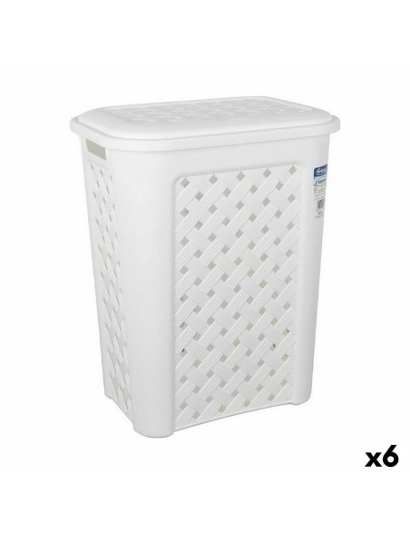 Laundry Basket Tontarelli Arianna With lid White 37,5 x 27,5 x 47 cm (6 Units)
